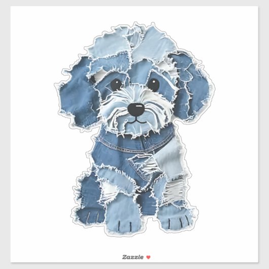 Sticker Illustration mignonne de chien en patchwork de den (Feuille)