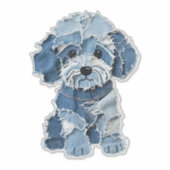 Sticker Illustration mignonne de chien en patchwork de den (Devant)