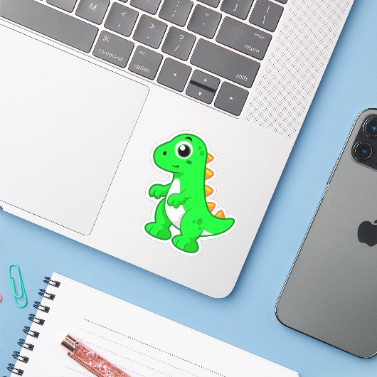 Sticker Illustration Mignonne Du Tyrannosaurus Rex. (Ordinateur portable avec iPhone)