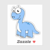 Sticker Illustration Mignonne D'Un Brontosaurus. (Feuille)