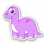 Sticker Illustration Mignonne D'Un Brontosaurus Dinosaure. (Devant)