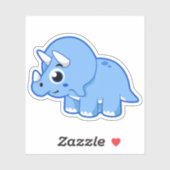 Sticker Illustration Mignonne D'Un Dinosaure Tricératops. (Feuille)