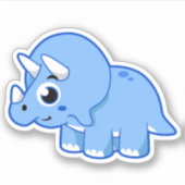 Sticker Illustration Mignonne D'Un Dinosaure Tricératops. (Devant)