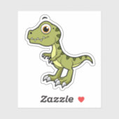 Sticker Illustration Mignonne D'Un Rex Tyrannosaurus. (Feuille)