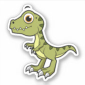 Sticker Illustration Mignonne D'Un Rex Tyrannosaurus. (Devant)