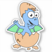 Sticker Illustration Mignonne D'Une Éclosion De Ptérodacty (Devant)