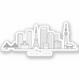 Sticker Illustration minimaliste de la skyline de Tokyo