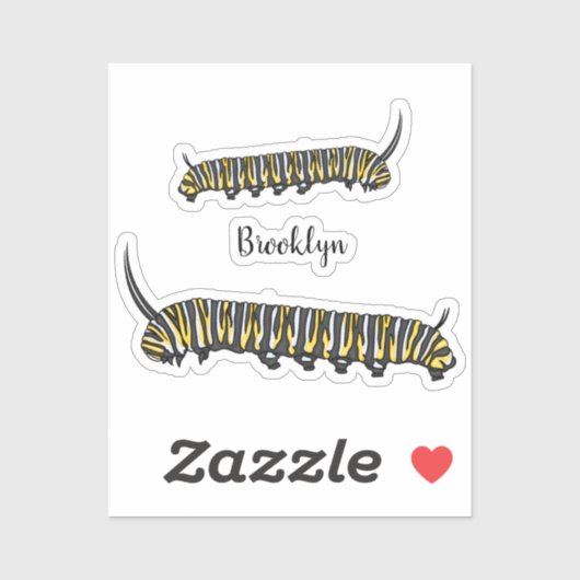 Sticker Illustration Monarch caterpillar (Feuille)