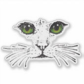Sticker Illustration noire Cat Face Whiskers Yeux verts (Devant)