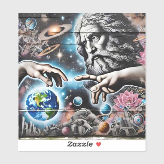 Sticker illustration of god creating the universe (Feuille)