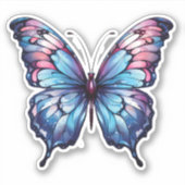 Sticker Illustration Papillon rose et bleu (Devant)