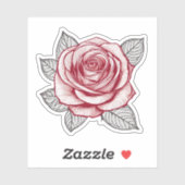Sticker Illustration Rose étanche (Feuille)