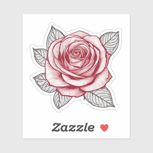 Sticker Illustration Rose étanche (Feuille)