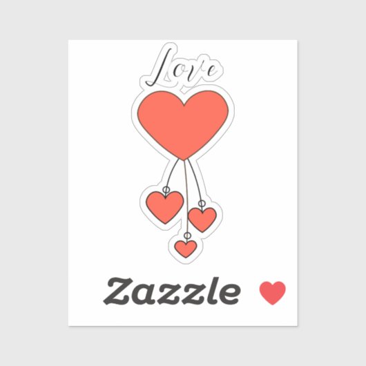Sticker Illustration simple avec coeur écarlate Amour (Feuille)
