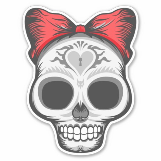 Sticker Illustration Super Girly Sugar Skull (Devant)
