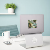 Sticker Illustration Tropicale Thaïlande (Ordinateur portable sur le bureau)
