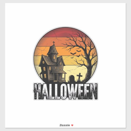Sticker Illustration vectorielle de maison hantée Hallowee (Feuille)