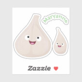 Sticker Illustration végétale de caricature à l'ail mignon (Feuille)