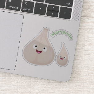 Sticker Illustration végétale de caricature à l'ail mignon