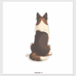 Sticker Illustration vintage de Border Collie vu de dos