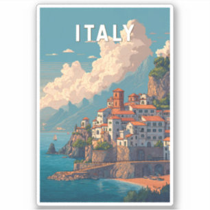 Sticker Illustration Voyage Italie Art Vintage