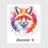 Sticker Illustration Watercolor Fox (Feuille)