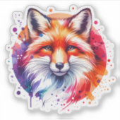 Sticker Illustration Watercolor Fox (Devant)