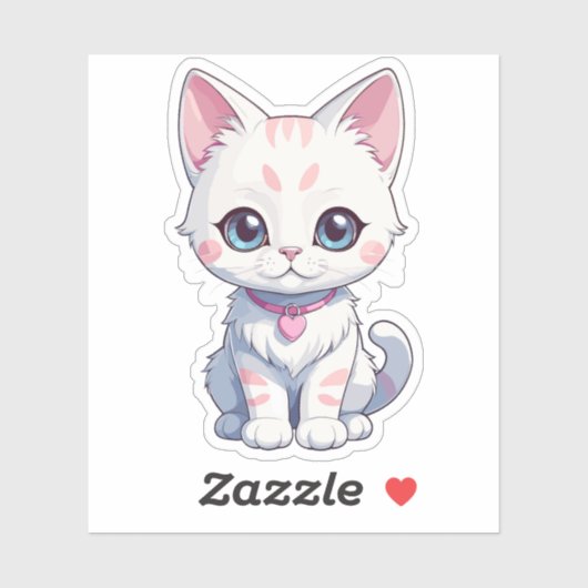 Sticker Illustration Whimsical Kitten (Feuille)
