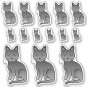 Sticker Illustrations de chat de dessin animé mignon bleu (Devant)