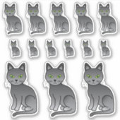 Sticker Illustrations de chats en carton bleu russe (Devant)