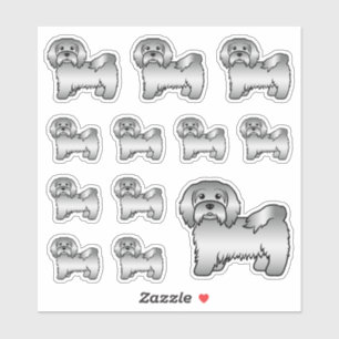 Sticker Illustrations de Chien caricaturé mignon en argent