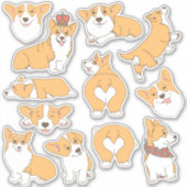 Sticker Illustrations de Chien Corgi mignonne tendance (Devant)