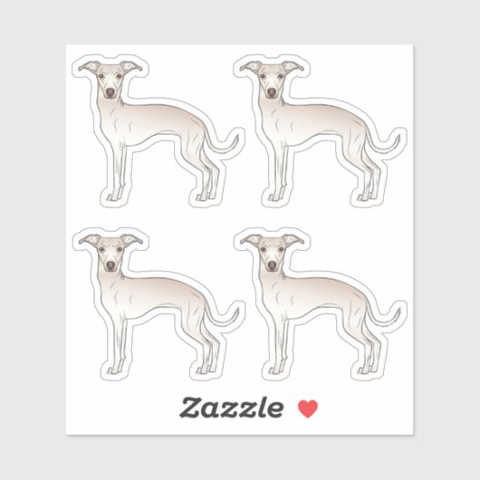 Sticker Illustrations de Chien de Cartoon de Cream Italien (Feuille)