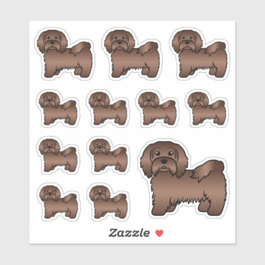 Sticker Illustrations de chien de dessin mignon au chocola (Feuille)