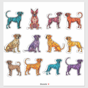 Sticker Illustrations de chiens géométriques colorés en au