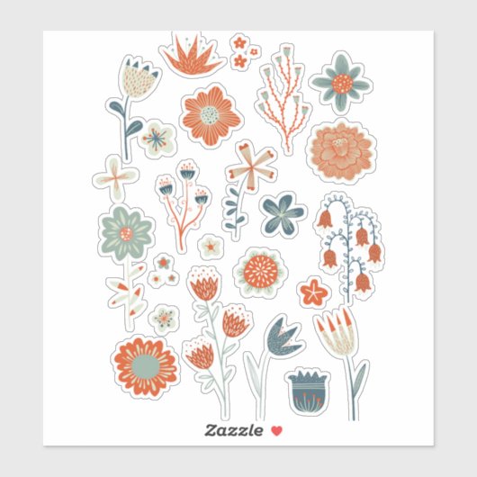 Sticker Illustrations de fleurs (Feuille)
