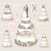 Sticker illustrations de gâteau mariage sous forme d'autoc (Devant)