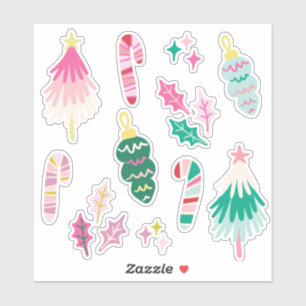 Sticker Illustrations de Noël Fantaisistes et Lumineuses