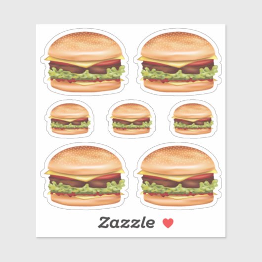 Sticker Illustrations Hamburger Fast Food (Feuille)