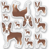 Sticker Illustrations Red And White Boston Terrier Dog (Devant)