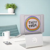 Sticker ILS/EUX Prononononouns Rainbow Circle Handletterin (Ordinateur portable sur le bureau)
