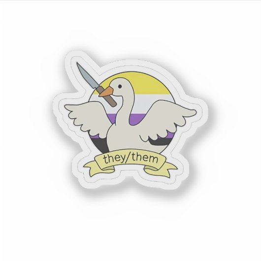 Sticker Ils Goose Non binaire LGBT Pride Mois (Devant)