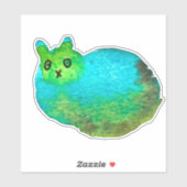 Sticker Image d'art de chat bleu gras mou (Feuille)