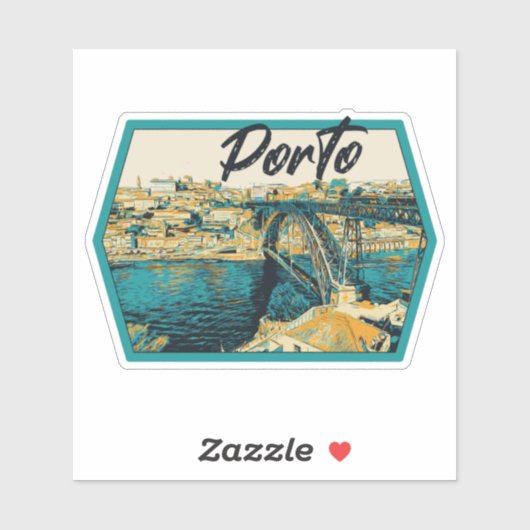 Sticker Image de la rivière Porto Douro Portugal (Feuille)