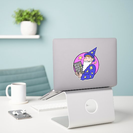 Sticker Image de l'Assistant dans l'autocollant couleur (Ordinateur portable sur le bureau)