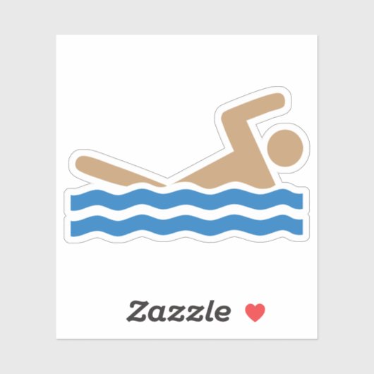 Sticker Image de l'icône de natation en couleur (Feuille)