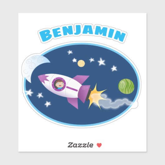 Sticker Image d'un mignon garçon en fusées (Feuille)