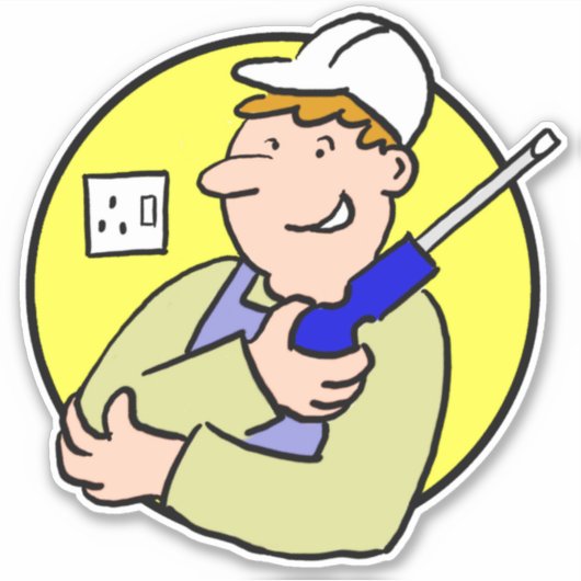 Sticker Image électricien en couleur (Devant)