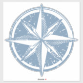 Sticker Image mignonne Compas bleu boussole linocut, (Feuille)