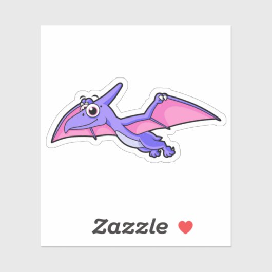 Sticker Image Mignonne D'Un Ptérodactyle Volant. (Feuille)